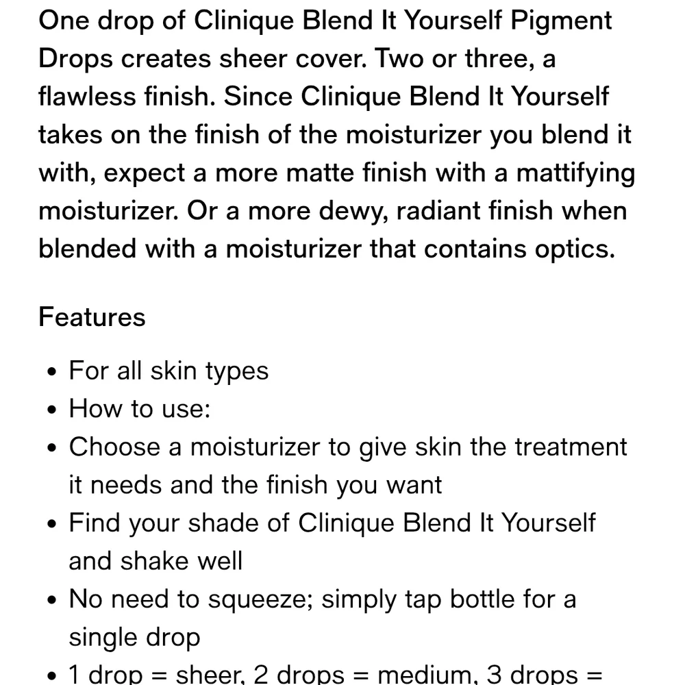 Clinique BIY Blend It Pigment Foundation Makeup Drops shade 120 Discontinued